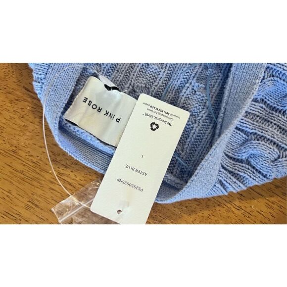 Pink Rose Aster Blue Maxi Halter Sweater Dress Size L New - Picture 7 of 10